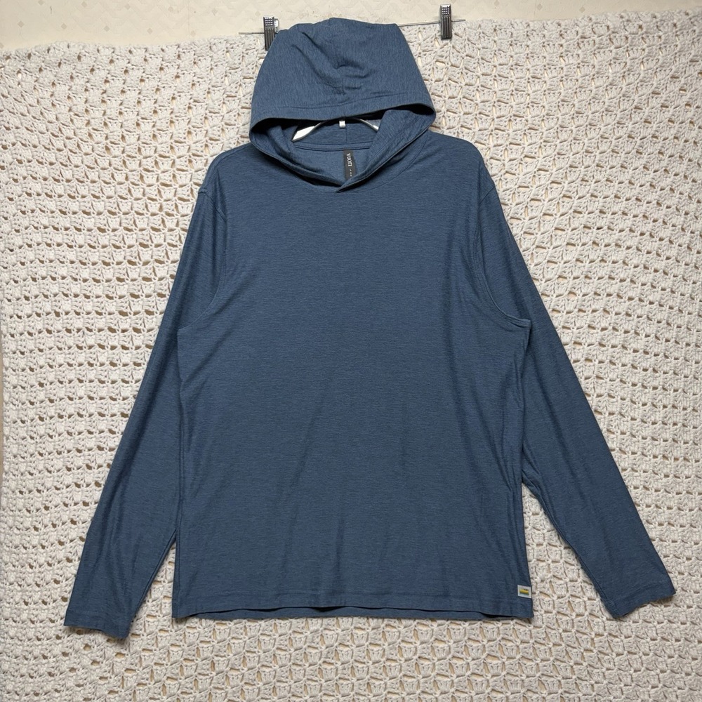 Vuori Strato Tech Hoodie Pullover Men's Sz L Blue Performance Lightweight